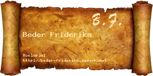 Beder Friderika névjegykártya